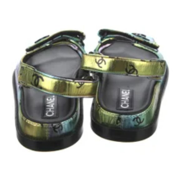 CHANEL 2023 Interlocking CC Logo Slingback Sandals Size: 11 - Picture 2 of 5